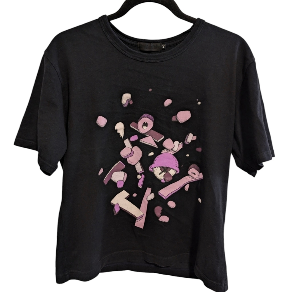 Rare KAWS x OriginalFake Unisex Cotton Black T-shirt Size VGUC JP2
